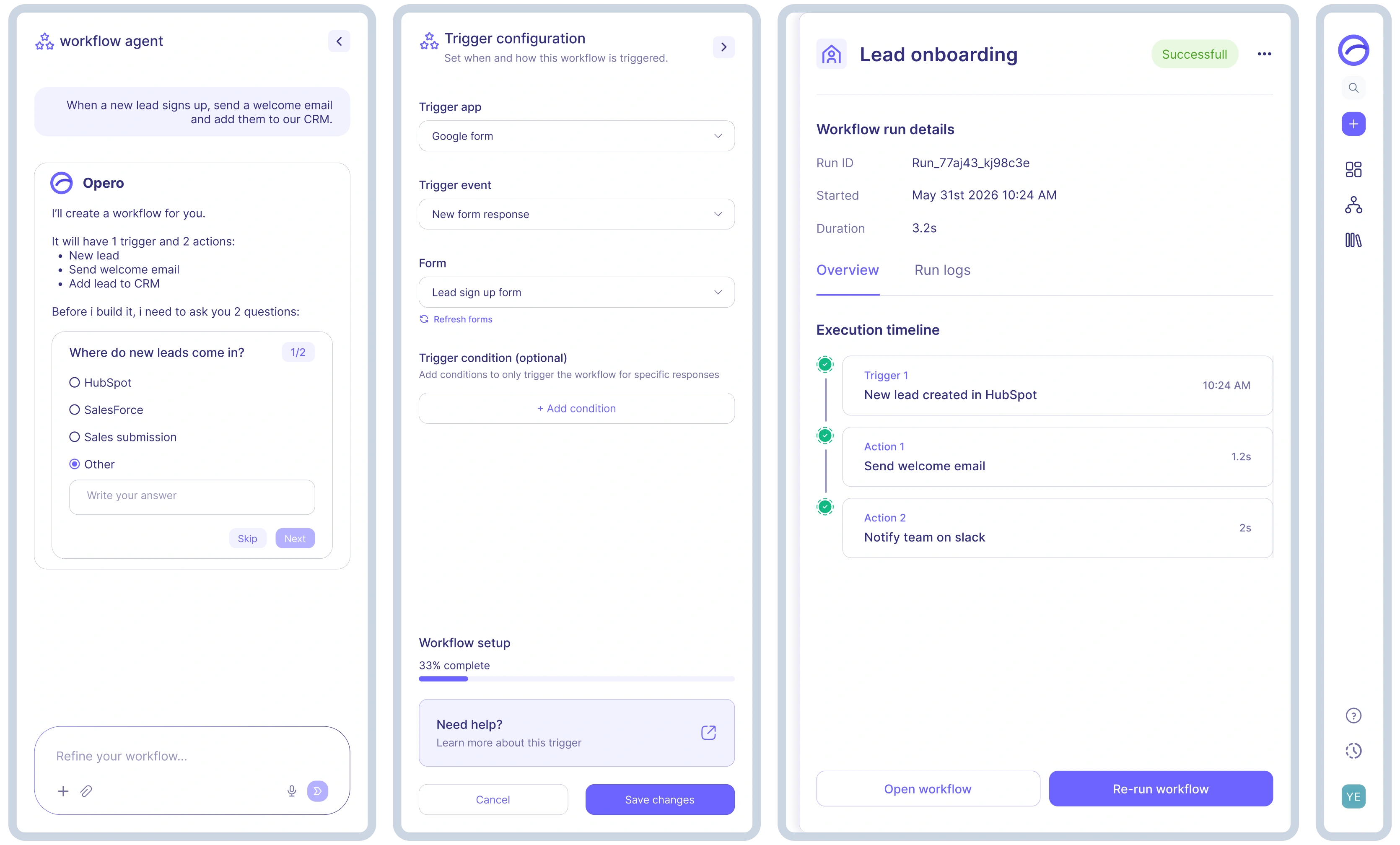Opero workflow interface components